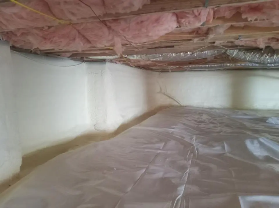 Crawl space encapsulation with closed-cell spray foam for Flat Roof Repair in Commerce